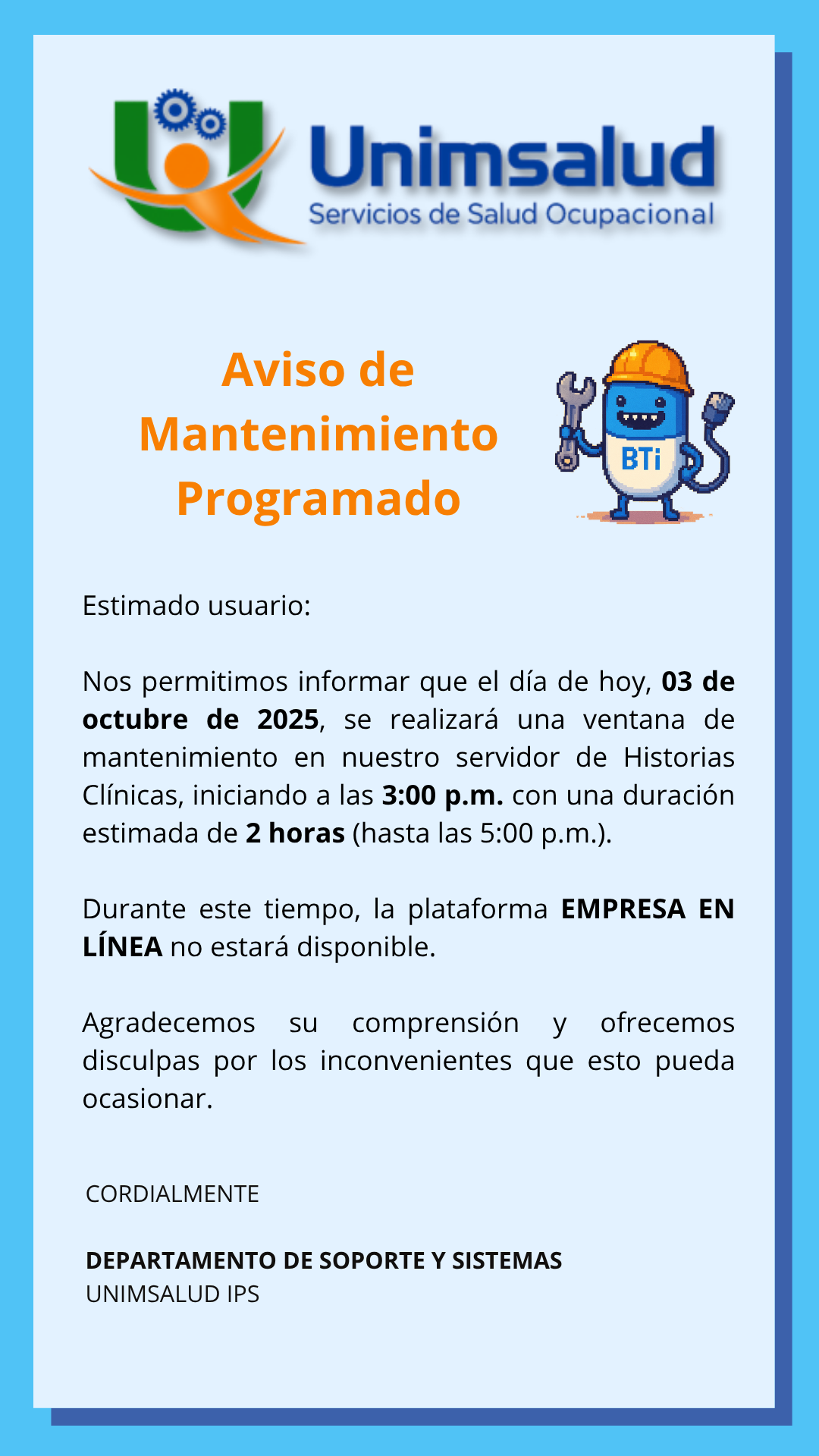 Aviso Mantenimiento